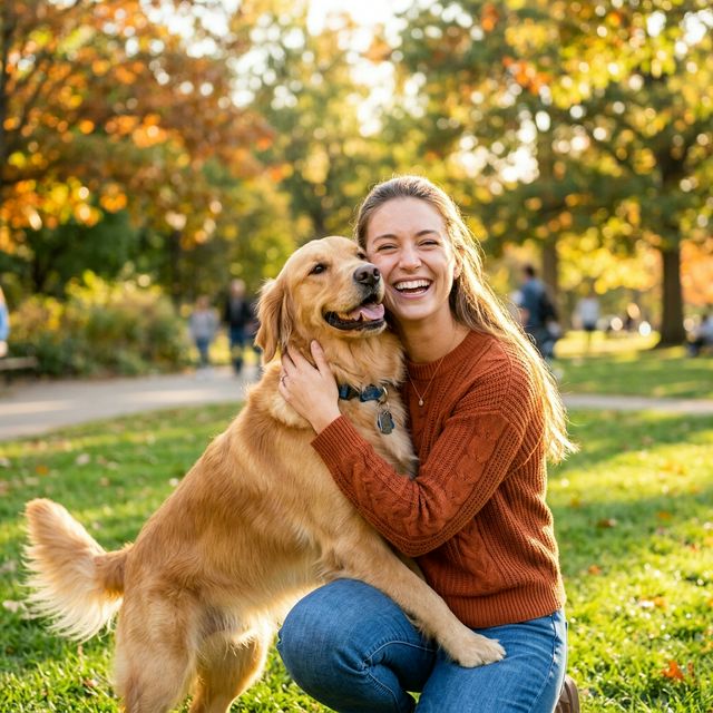 Happy pet owner